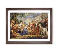 The Meeting Of David And Abigail By Peter Paul Rubens Classic Painting Framed Wall Art Print, Ready to Hang Picture for Living Room Bedroom Home Office Décor, Walnut A2 (64 x 46 cm)