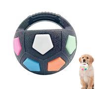The Mellow Dog Calming Ball, Dog Ball with Handle, Interactive Dogs Football Toys, Strong Rubber Football dog Chew Fetch Toy, Soccer Squeaky Balls Toy for Small Medium Dogs, Indoor & Outdoor (Black)