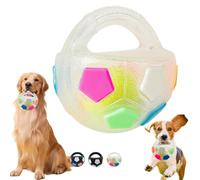 The Mellow Dog Calming Ball, Dog Toy Ball with Handle, Toss and Fetch Play, Interactive Balls for Dogs Playing, Squeaky Floating (White)