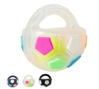The Mellow Dog Calming Ball, Rubber with Handle Toy, Pet Dog Football Shape Toy, Squeaky Floating Ball for Small Medium Large Dogs (White)