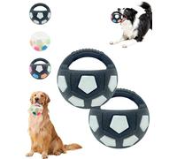 The Mellow Dog Calming Ball With Handle, Calming Dog Toy, Interactive Football Shape Dog Toym, Rubber Material, Squeaky, for Training & Outdoor Games (Black-B*2)