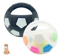 The Mellow Dog Calming Ball with Handle, Dog Toy with Handle, Toss and Fetch Play, Treat Dispensing & Lick Ball with Squeaker, Floating Toss and Fetch Toy for Small Medium Large Dogs (White+Black-a)