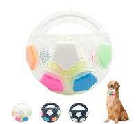 The Mellow Dog Calming Ball with Handle, Interactive Toss and Fetch Play, Pet Dog Football Shape Toy, Squeaky Floating Ball for Water Play, Training & Outdoor Games (White)