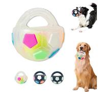 The Mellow Dog Calming Ball With Handle, Interactive Toss and Fetch Play,Rubber With Handle Dog Toy, for Small Medium Large Dogs (Translucent White)
