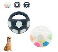 The Mellow Dog Calming Ball with Handle, Pet Dog Football Shape Toy, Rubber, Squeaky, Suitable for Dogs Who Like to Chew Things for Water Play, Training and Outdoor Games (A+C)