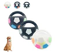 The Mellow Dog Calming Ball with Handle, Pet Dog Football Shape Toy, Rubber, Squeaky, Suitable for Dogs Who Like to Chew Things for Water Play, Training and Outdoor Games (A+B+C)