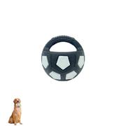 The Mellow Dog Calming Ball with Handle, Pet Dog Football Shape Toy, Rubber, Squeaky, Suitable for Dogs Who Like to Chew Things for Water Play, Training and Outdoor Games (C-Black and white)
