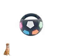 The Mellow Dog Calming Ball with Handle, Pet Dog Football Shape Toy, Rubber, Squeaky, Suitable for Dogs Who Like to Chew Things for Water Play, Training and Outdoor Games (B-Black color)