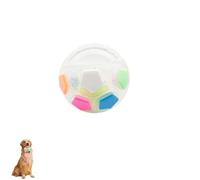 The Mellow Dog Calming Ball with Handle, Pet Dog Football Shape Toy, Rubber, Squeaky, Suitable for Dogs Who Like to Chew Things for Water Play, Training and Outdoor Games (A-Transparent white)