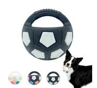 The Mellow Dog Calming Ball with Handle, Pet Dog Football Shape Toy, Rubber, Squeaky, Suitable, Interactive Pet Toy, for Water Play, Training & Outdoor Games (Black 2)