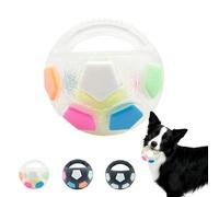 The Mellow Dog Calming Ball with Handle, Pet Dog Football Shape Toy, Rubber, Squeaky, Suitable, Interactive Pet Toy, for Water Play, Training & Outdoor Games (White)