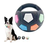 The Mellow Dog Calming Ball with Handle, Treat Dispensing & Lick Ball with Squeaker, Interactive Football Shape Dog Toy, Floating Toss and Fetch Toy for Small Medium Large Dogs (Black-A)