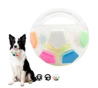 The Mellow Dog Calming Ball with Handle, Treat Dispensing & Lick Ball with Squeaker, Interactive Football Shape Dog Toy, Floating Toss and Fetch Toy for Small Medium Large Dogs (White)
