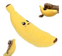 The Mellow Dog Calming Banana Plush Chew Toy, Interactive Soft Squeaky Toy for Anxiety Relief, Machine Washable Dog Toys for Small Medium Large Dogs 63 * 18 * 18cm/24.8 * 7.08 * 7.08in