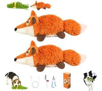 The Mellow Dog - Calming Crocodile, Automatic Tail-Wagging, Plush Dog Toy, Soft & Washable Cover, USB Charging, Interactive Emotional Support for Small, Medium & Large Dogs (2 Pcs Squirrel)