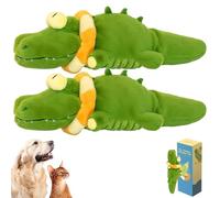 The Mellow Dog - Calming Crocodile, Plush Dogs Toy, Automatic Tail-Wagging, Interactive Chew Toy, Fun Flopping Stuffed Animal Puppy Toy for Small Medium Large Dogs (2Pcs)