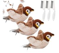 The Mellow Dog Calming Sparrow, Calming Sparrow Toy with Chirping Sound, Dogs' Emotional Support Sparrow, Trigger Natural Hunting Instinct, Dogs Cat with Removable Shell (3Pcs)