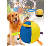 The Mellow Dog Jumbo Ball, Giant Herding Ball for Dogs, Durable Tear-Resistant Inflatable Big Ball with Handle Cover & Pump for Play & Exercise Dogs (9.84in-A)