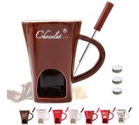 The Melty Mug, Chocolate Fondue Cup with One Fork and Three Candles，C# | My Melty Mug, Air Circulation Personal Cheese and Butter Melting Cup for Birthday Party, Wedding, Christmas Gifts