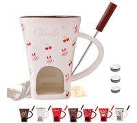 The Melty Mug, Chocolate Fondue Cup with One Fork and Three Candles，D# | My Melty Mug, Air Circulation Personal Cheese and Butter Melting Cup for Birthday Party, Wedding, Christmas Gifts