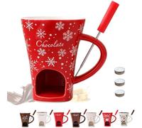 The Melty Mug, Chocolate Fondue Cup with One Fork and Three Candles，E# | My Melty Mug, Air Circulation Personal Cheese and Butter Melting Cup for Birthday Party, Wedding, Christmas Gifts