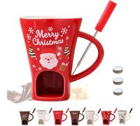 The Melty Mug, Chocolate Fondue Cup with One Fork and Three Candles，F# | My Melty Mug, Air Circulation Personal Cheese and Butter Melting Cup for Birthday Party, Wedding, Christmas Gifts