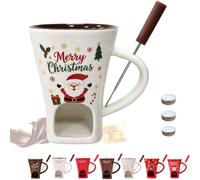 The Melty Mug, Chocolate Fondue Cup with One Fork and Three Candles，G# | My Melty Mug, Air Circulation Personal Cheese and Butter Melting Cup for Birthday Party, Wedding, Christmas Gifts