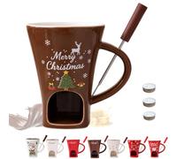 The Melty Mug, Chocolate Fondue Cup with One Fork and Three Candles，H# | My Melty Mug, Air Circulation Personal Cheese and Butter Melting Cup for Birthday Party, Wedding, Christmas Gifts