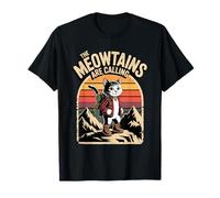 The Meowtains are Calling Funny Cat Mountain Hiking T-Shirt