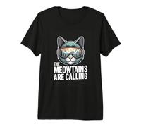 The Meowtains are Calling Funny Ski Cat Premium T-Shirt
