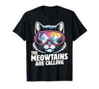 The Meowtains are Calling Funny Skiing Humoe Ski Cat Lover T-Shirt