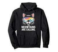 The Meowtains Are Calling Funny Snowboarding Cat Lover Humor Pullover Hoodie