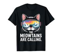 The Meowtains are Calling Funny Snowboarding Cat Lover Humor T-Shirt
