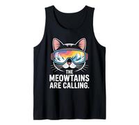 The Meowtains are Calling Funny Snowboarding Cat Lover Humor Tank Top