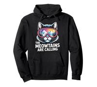 The Meowtains Are Calling Funny Snowboarding Cat Lover Pullover Hoodie