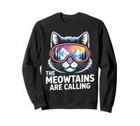 The Meowtains Are Calling Funny Snowboarding Cat Lover Sweatshirt