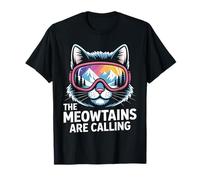 The Meowtains are Calling Funny Snowboarding Cat Lover T-Shirt