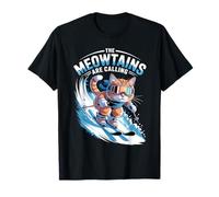 The Meowtains are Calling Skiing Skier Funny Ski Cat T-Shirt