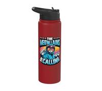 The Meowtains are Calling Snowboard Cat Skiing Stainless Steel Insulated Water Bottle