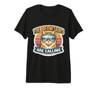 The Meowtains are Calling Snowboard Ski Skier Skiing Cat Pun Premium T-Shirt