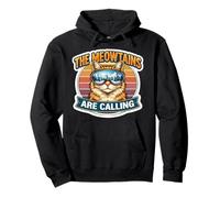 The Meowtains Are Calling Snowboard Ski Skier Skiing Cat Pun Pullover Hoodie