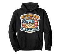 The Meowtains Are Calling Snowboard Ski Skier Skiing Cat USA Pullover Hoodie