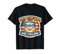 The Meowtains are Calling Snowboard Ski Skier Skiing Cat USA T-Shirt