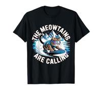The Meowtains are Calling Snowboarder Funny Snowboard Cat T-Shirt