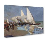 The Merchant Ships By Joaquin Sorolla Y Bastida Canvas Print | Gallery Wrapped 30mm Frame Wall Art | 30x20 inches | Ready to Hang | Classic Beach Picture | Living Room Bedroom Lounge Office