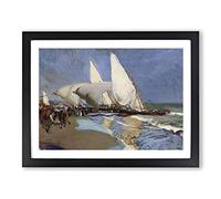 The Merchant Ships By Joaquin Sorolla Y Bastida Classic Painting Framed Print | A2 Black Framed Wall Art | Ready to Hang | Classic Historical Picture | Living Room Bedroom Lounge Office