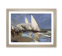 The Merchant Ships By Joaquin Sorolla Y Bastida Classic Painting Framed Print | A3 Oak Framed Wall Art | Ready to Hang | Classic Historical Picture | Living Room Bedroom Lounge Office