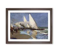 The Merchant Ships By Joaquin Sorolla Y Bastida Classic Painting Framed Print | A4 Walnut Framed Wall Art | Ready to Hang | Classic Historical Picture | Living Room Bedroom Lounge Office