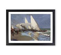 The Merchant Ships by Joaquin Sorolla Y Bastida Framed Print | A2 Black Framed Wall Art | Ready to Hang | Modern Nature Picture | Living Room Bedroom Lounge Office