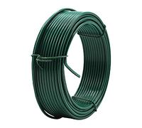The Mesh Company Galvanised & Green PVC Thick Garden Tensioning Line Wire | Quality European Stock (3.5mm Green 1kg Coil 15 Metres)